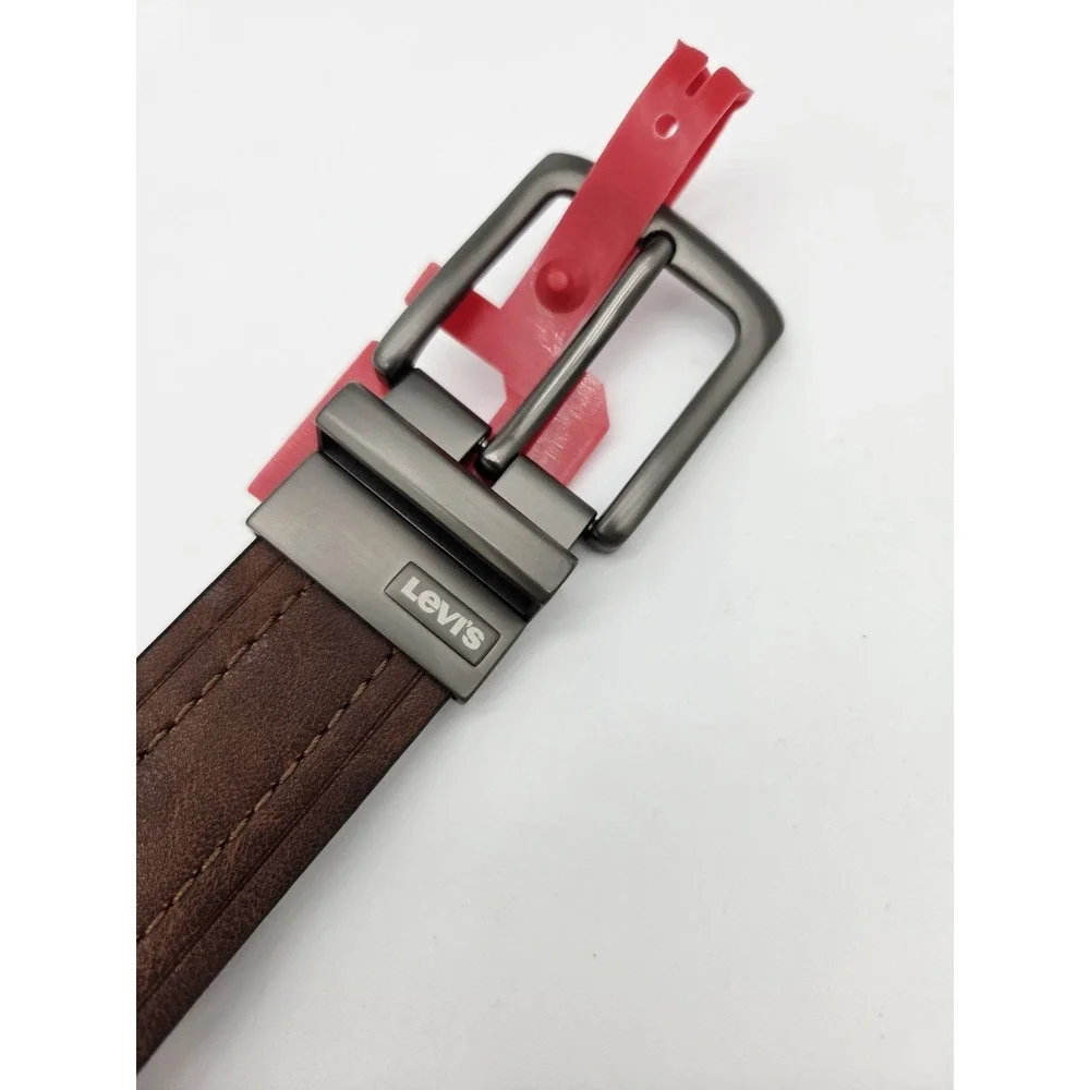 NEW Levis Men's Sz XL 42-44 Brown BLACK Reversible Belt Gunmetal‎ Buckle